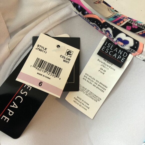 Island Escape Womens Full Bust Support Underwire Tankini Swim Top White Blue 6 - Picture 5 of 6